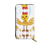 rooster in the square - Cartera larga de piel para niñas y mujeres con múltiples compartimentos, color negro, talla única, Black, Talla única