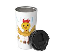 Rooster In The Square lleva una taza de café aislada. Elegante termo de 500 ml que mantiene las bebidas calientes durante horas, perfecto para café, té y mucho más.