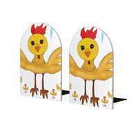 Rooster in The Square - Sujetalibros grandes, decoración de madera, accesorio decorativo moderno, sostiene libros de forma segura a sujetalibros, 1 par