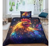 Rooster Juego de ropa de cama infantil para cuna Big Cock, funda nórdica de microfibra, impresión 3D, individual, 135 x 200 cm