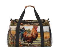 Rooster On Wood In Farmland - Bolsa de viaje plegable para escapadas de fin de semana, para viajes espontáneos, color negro, talla única, Negro, One Size