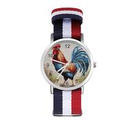 Rooster Picture - Reloj de pulsera de cuarzo con números arábigos y correa ajustable para hombres y mujeres