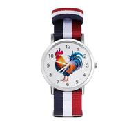 Rooster - Reloj de pulsera de cuarzo personalizado con números arábigos con correa ajustable para hombres y mujeres