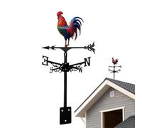 Rooster Weathervane Metal Wind Vane Weathercock - Iron 32x3x57cm | Roof Mount Weather Vane For Garden Farmhouse Yard Chicken Coop Patio Outdoor Decoration