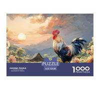 Rooster with Vibrant Feathers 1000 Pcs Ökopapier Puzzle Country Rooster Lebendige Bilder Kreatives Spiel Puzzles Als Geburtstagsgeschenke 52x38cm/1000pcs