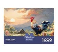 Rooster with Vibrant Feathers 1000 Pcs Ökopapier Puzzle Country Rooster Stressabbau Kreatives Spiel Puzzles Als Wohnaccessoires 70x50cm/1000pcs