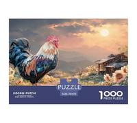 Rooster with Vibrant Feathers 1000 Pcs Premium-Karton Puzzle Country Rooster Lebendige Bilder Familienspiel Puzzles Für Erwachsene Und Kinder 70x50cm/1000pcs