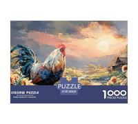 Rooster with Vibrant Feathers 1000 Pcs Premium-Karton Puzzle Country Rooster Lebendige Bilder Familienspiel Puzzles Als Geburtstagsgeschenke 38x26cm/1000pcs