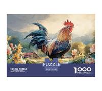 Rooster with Vibrant Feathers 1000 Pcs Premium-Karton Puzzle Country Rooster Stressabbau Familienspiel Puzzles Für Erwachsene Und Kinder 70x50cm/1000pcs