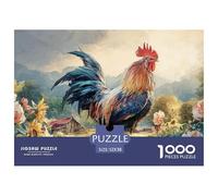 Rooster with Vibrant Feathers 1000 Pcs Stabiler Karton Puzzle Country Rooster Lebendige Bilder Kreatives Spiel Puzzles Als Wohnaccessoires 52x38cm/1000pcs