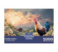 Rooster with Vibrant Feathers 1000 Pcs Stabiler Karton Puzzle Country Rooster Lebendige Bilder Kreatives Spiel Puzzles Als Wohnaccessoires 38x26cm/1000pcs