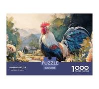 Rooster with Vibrant Feathers 1000 Pcs Stabiler Karton Puzzle Country Rooster Stressabbau Familienspiel Puzzles Als Wohnaccessoires 52x38cm/1000pcs