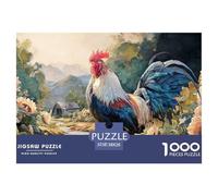 Rooster with Vibrant Feathers 1000 Pcs Stabiler Karton Puzzle Country Rooster Stressabbau Kreatives Spiel Puzzles Für Erwachsene Und Kinder 38x26cm/1000pcs