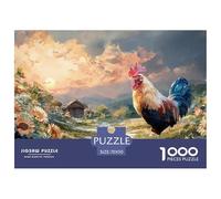 Rooster with Vibrant Feathers 1000 Stück Premium-Karton Puzzle Country Rooster Lebendige Bilder Familienspiel Puzzles Für Erwachsene Und Kinder 70x50cm/1000pcs