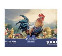 Rooster with Vibrant Feathers 1000 Stück Premium-Karton Puzzle Country Rooster Lebendige Bilder Familienspiel Puzzles Als Wohnaccessoires 38x26cm/1000pcs