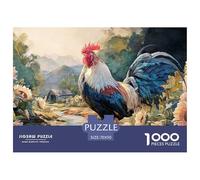 Rooster with Vibrant Feathers 1000 Stück Premium-Karton Puzzle Country Rooster Stressabbau Kreatives Spiel Puzzles Als Wohnaccessoires 70x50cm/1000pcs