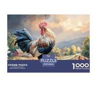 Rooster with Vibrant Feathers 1000 Stück Stabiler Karton Puzzle Country Rooster Lebendige Bilder Kreatives Spiel Puzzles Für Erwachsene Und Kinder 38x26cm/1000pcs