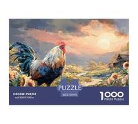 Rooster with Vibrant Feathers 1000 Stück Stabiler Karton Puzzle Country Rooster Lebendige Bilder Kreatives Spiel Puzzles Als Geburtstagsgeschenke 70x50cm/1000pcs