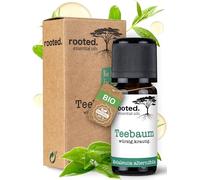 rooted.® Aceite esencial de árbol de té BIO 10 ml - 100% puro - Contra el acné e impurezas, cuidado de uñas, aromaterapia y difusor