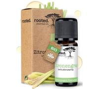 rooted.® Aceite esencial de hierba limón BIO 10 ml - 100% puro - Para aromaterapia, difusor, ambientador, velas y jabones