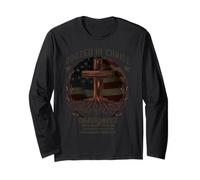 Rooted in Christ Cross Shirt Christian tee for Men Manga Larga