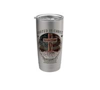 Rooted in Christ Cross Shirt Christian Tee for Men Vaso térmico de acero inoxidable de doble pared
