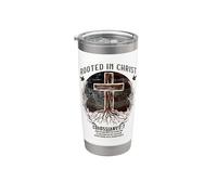 Rooted in Christ Cross Shirt Christian Tee for Men Vaso térmico de acero inoxidable de doble pared