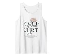 Rooted In Christ Rose - Verso de fe Cristiana Floral Camiseta sin Mangas