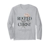 Rooted In Christ Rose - Verso de fe Cristiana Floral Manga Larga