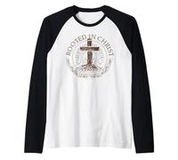 Rooted in Christ Shirt Jesus Shirt Vintage Cross Christian Camiseta Manga Raglan