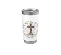 Rooted in Christ Shirt Jesus Shirt Vintage Cross Christian Vaso térmico de acero inoxidable de doble pared
