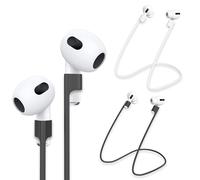 rootful.® Essentials - correas blancas para AirPods 1-4 y Pro. Ideales para deporte. Sujeción segura. Accesorios prácticos para uso diario y actividades activas (Negro Y Blanco)