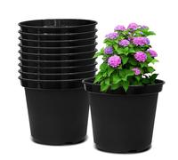 RooTrimmer Macetas de vivero de 3 galones, 10 macetas de plástico de 10 Pulgadas con Agujeros de Drenaje, macetas Negras de jardín Profundo para Plantas de Exterior e Interior, Cultivar Plantas