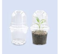 RooTrimmer Macetas Transparentes de 4 Pulgadas con cúpulas de Humedad para el Inicio de Semillas, macetas de plástico Transparente con Agujeros de Drenaje (4 Pulgadas, 30 Unidades, macetas