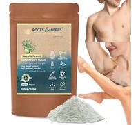 Roots and Herbs Máscara depilatoria de neem e hinojo - Depilación vegana para piel sensible: facial, púbico, bikini, pierna - Depilación orgánica en polvo de 7.7 onzas