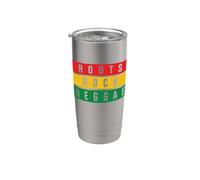 Roots Rock Reggae Música Colores Rasta Amante de la Música Vaso térmico de acero inoxidable de doble pared