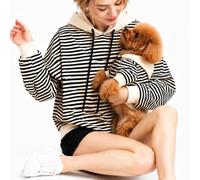 Ropa a juego para perros y propietarios, sudadera con capucha para mamá y papá, se vende por separado, suéteres a rayas para perros pequeños, gatos, trajes de cumpleaños y Navidad (propietario, negro,