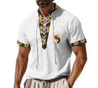 Ropa africana para hombre, dashiki, camisa africana, algodón, festival, dashiki, camisa tribal, corte holgado, verano, manga corta, caftán étnico, hippie, camiseta tradicional musulmana de verano, R