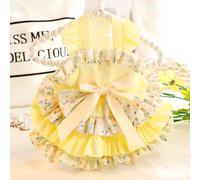 Ropa anti-pelo para perro, primavera, verano, gato fino, princesa, floral, Lolita, hermosa pastoral, ropa para perros pequeños (XL, amarillo)