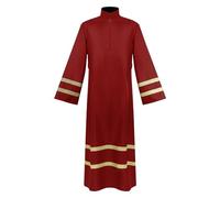 Ropa árabe hombres musulmanes caftán abaya túnica de hombre tripulación cuello alto tóbe árabe oración juramento ropa islámica de Oriente Medio ropa de oración para hombres, O rojo., L
