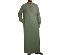 Ropa árabe musulmana caftán abaya ropa árabe tripulación cuello alto tóbe árabe oración juramento traje islámico de Oriente Medio ropa de oración para hombres, O Verde, XXL