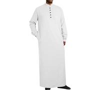 Ropa árabe musulmana caftán abaya ropa árabe tripulación cuello alto tóbe árabe oración juramento traje islámico de Oriente Medio ropa de oración para hombres, O blanco., L