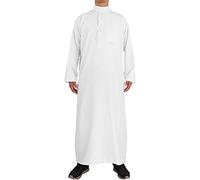 Ropa árabe para hombre Kaftan Hombres Verano Cool Jilbab Hombres Musulmanes Bata de Oración para Hombres Ropa Islámica Thobe Marruecos Afgano Árabe Ropa, D blanco., 54