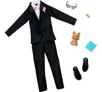 Barbie Ropa, paquete de moda para novio para muñeca Ken el día de la boda, esmoquin con accesorios para un aspecto completo