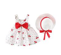Ropa Bebe Niña Verano Vestidos+Sombrero Vestidos De Bebé Recién Nacida Estampado De Cereza Punto Sin Mangas Delgado Mini Vestidos De Fiesta De Cumpleaños Bowknot Lindo 2026#2