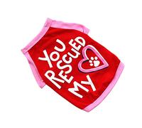 Ropa Blusas de Verano Ropa para Cachorros Bajo el Mar Pegatinas de Pared Vestido de Noche de algodón Camiseta de algodón para Perros Día de San Valentín Mascota (Rojo S)