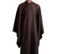 Ropa budista bata de meditación abrigo largo ropa monje shaolin monje trajes de kung fu, uniformes de meditación, bata zen budista (color: marrón, tamaño: XXXL)