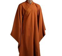 Ropa budista bata de meditación abrigo largo ropa monje shaolin monje trajes de kung fu, uniformes de meditación, bata zen budista (color: naranja, tamaño: XL)