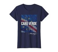 Ropa caboverdiana: Cabo Verde | Bandera Cabo Verde Camiseta, Mujer, Azul Marino, S
