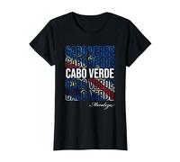 Ropa caboverdiana: Cabo Verde | Bandera Cabo Verde Camiseta, Mujer, Negro, XXL